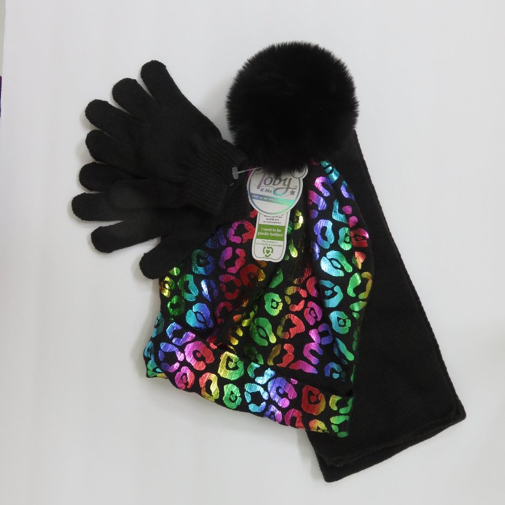 (#J-1) Toby & Me 3Pc set scarf, hat & gloves Size 7-14